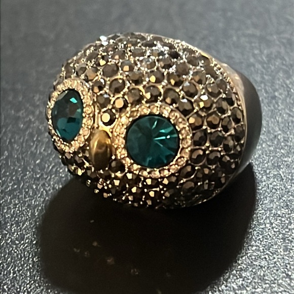 Fossil Whimsical Silver Plated Multi Crystal Rhinestone Chunky Owl Ring - Picture 7 of 16